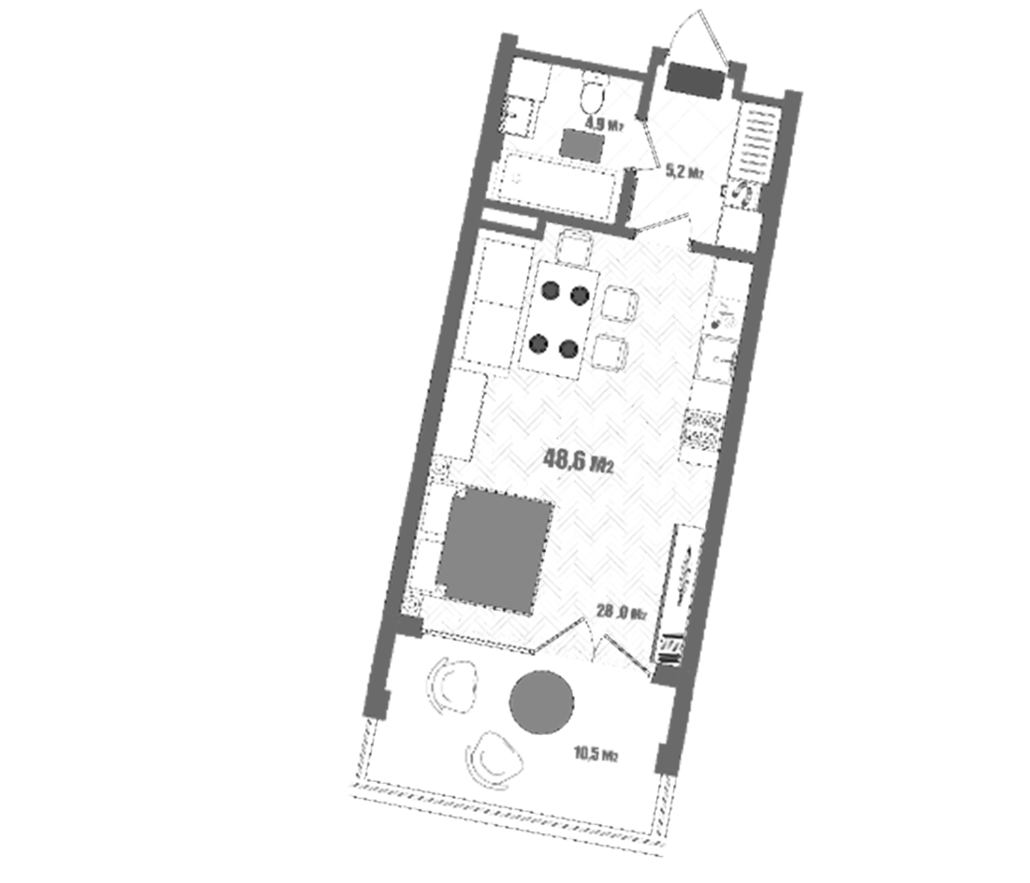 Планировка — Модерн Атлас, Студия, 38 м²
