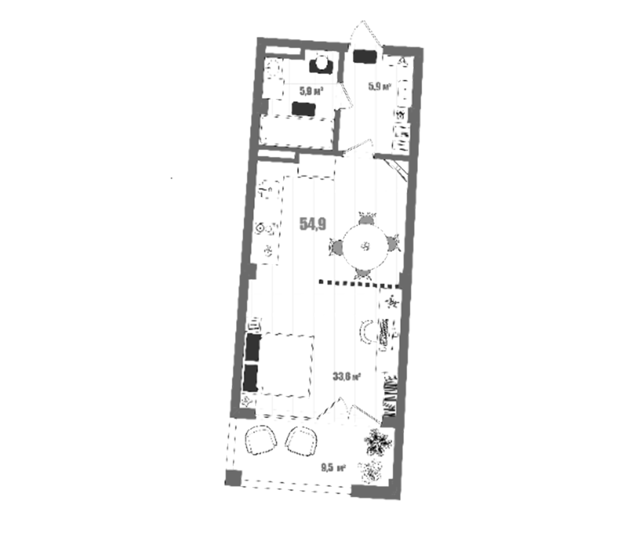 Планировка — Модерн Атлас, Студия, 45 м²