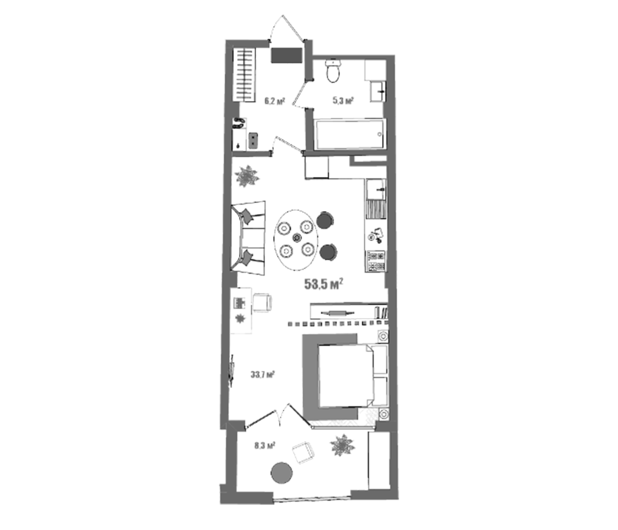 Планировка — Модерн Атлас, Студия, 45 м²