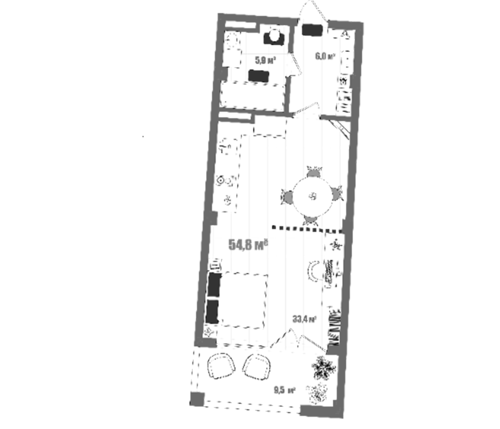 Планировка — Модерн Атлас, Студия, 45 м²