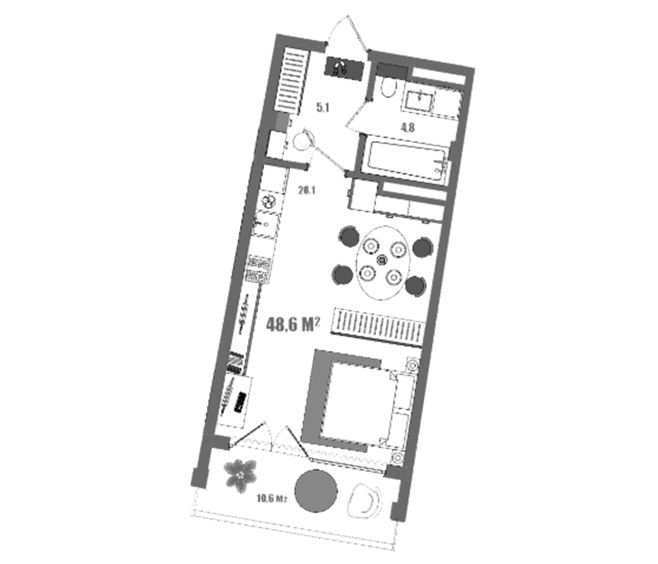Планировка — Модерн Атлас, Студия, 38 м²