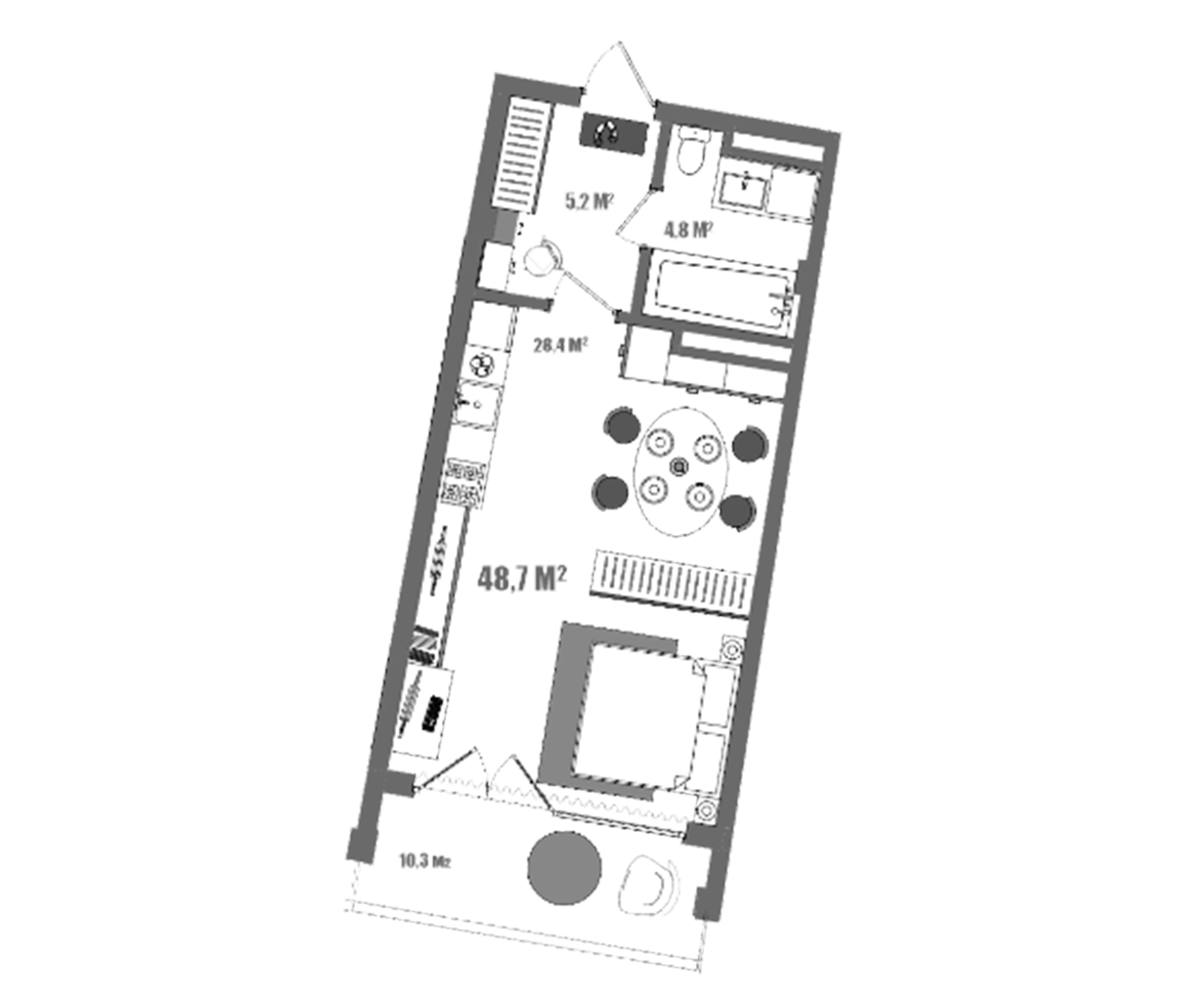 Планировка — Модерн Атлас, Студия, 38 м²