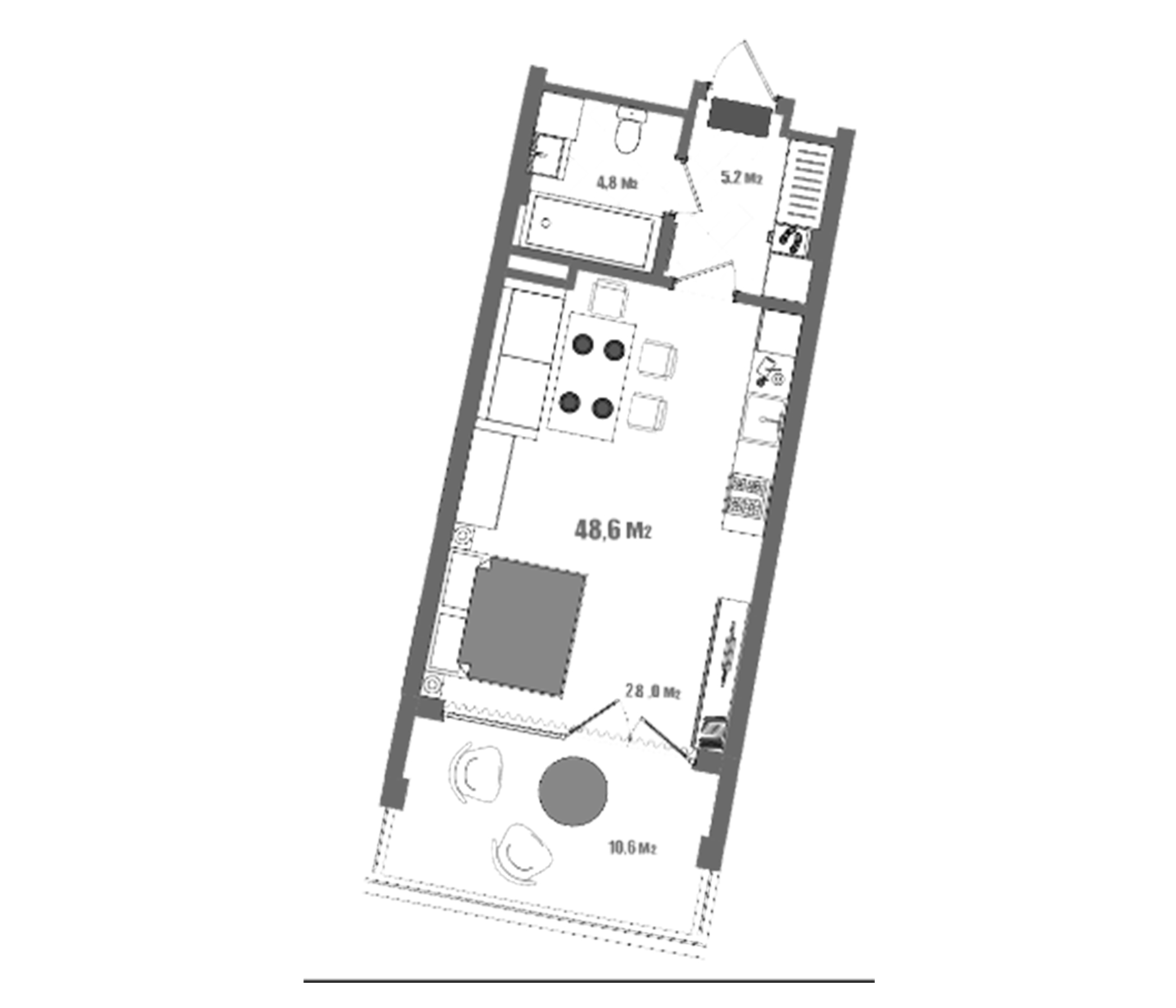 Планировка — Модерн Атлас, Студия, 38 м²