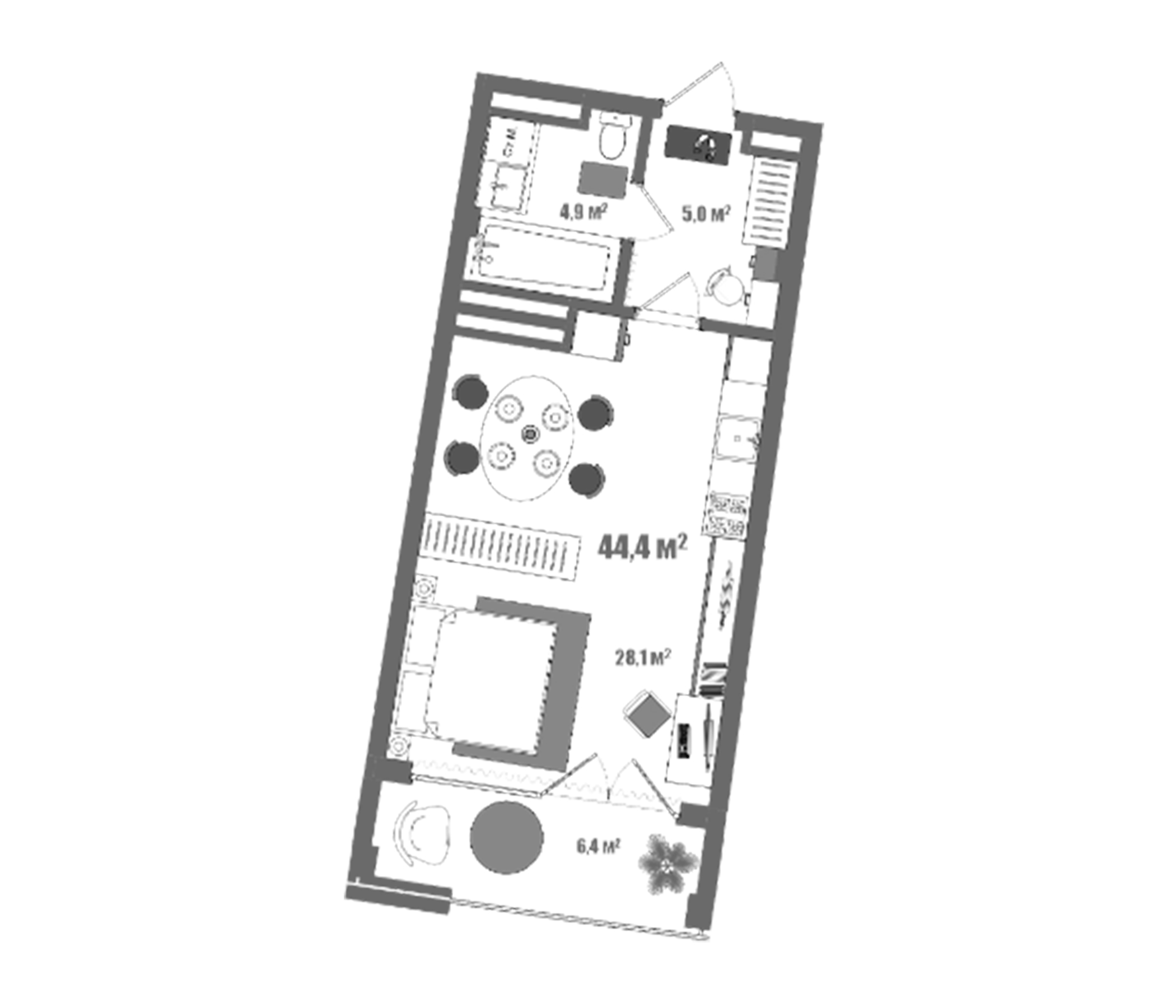 Планировка — Модерн Атлас, Студия, 38 м²