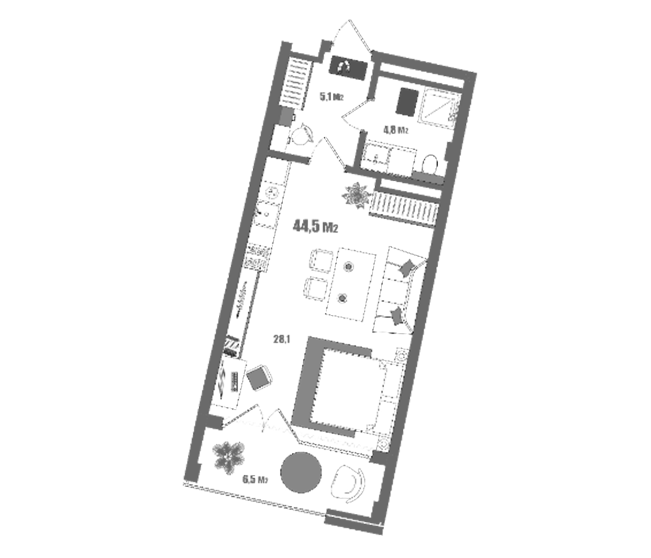 Планировка — Модерн Атлас, Студия, 38 м²