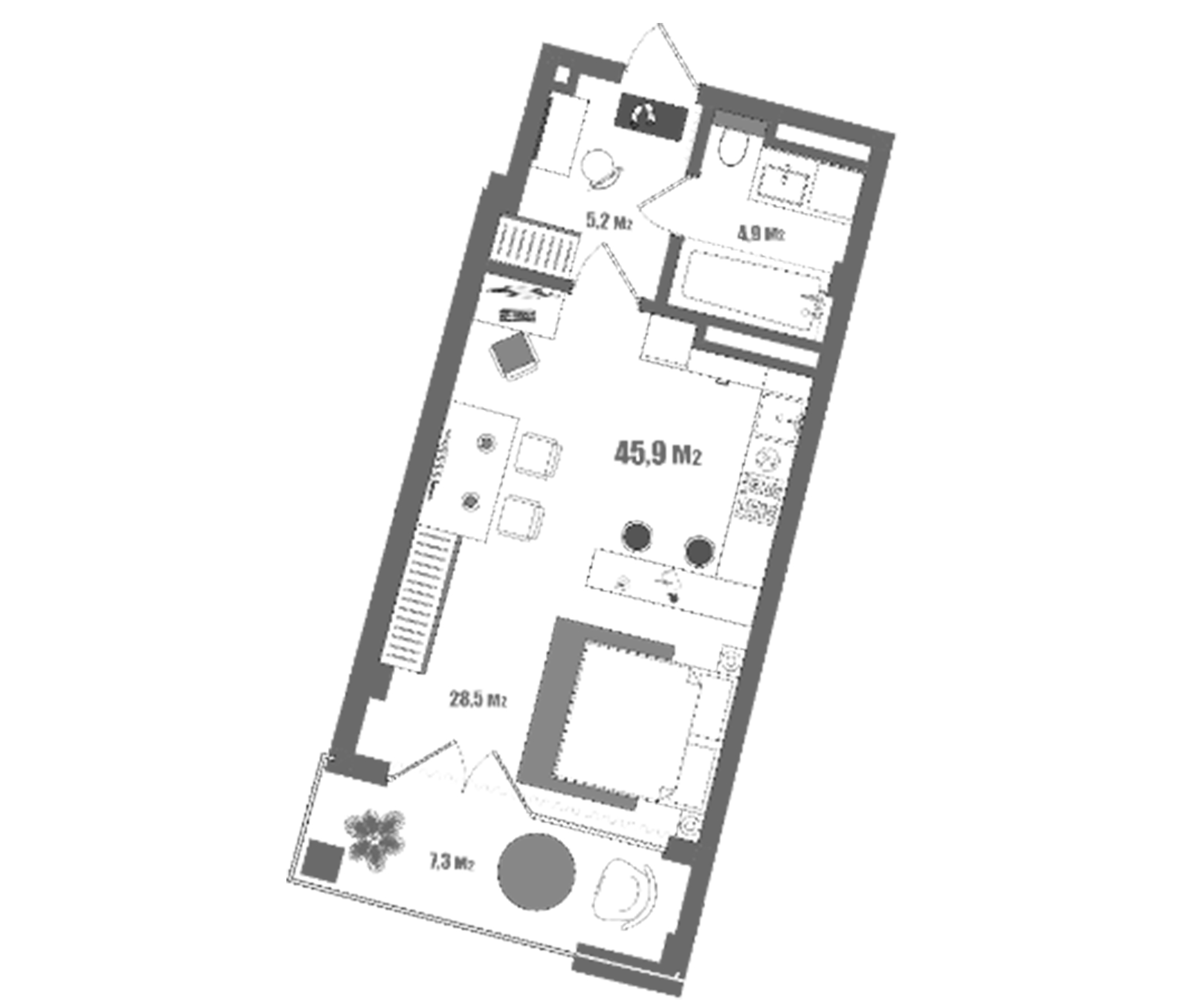 Планировка — Модерн Атлас, Студия, 39 м²