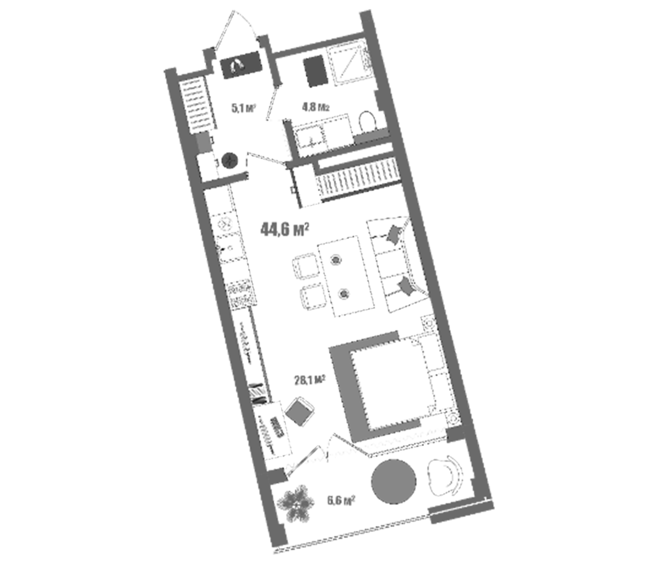 Планировка — Модерн Атлас, Студия, 38 м²