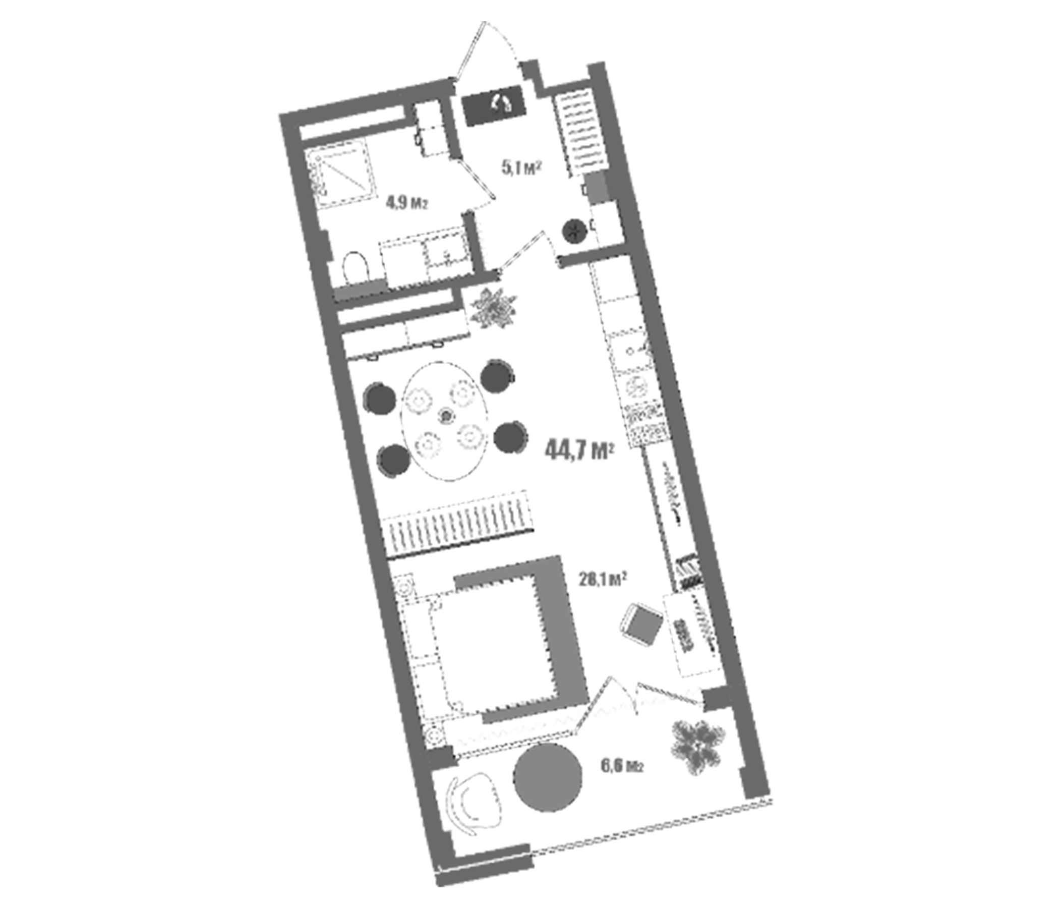 Планировка — Модерн Атлас, Студия, 38 м²