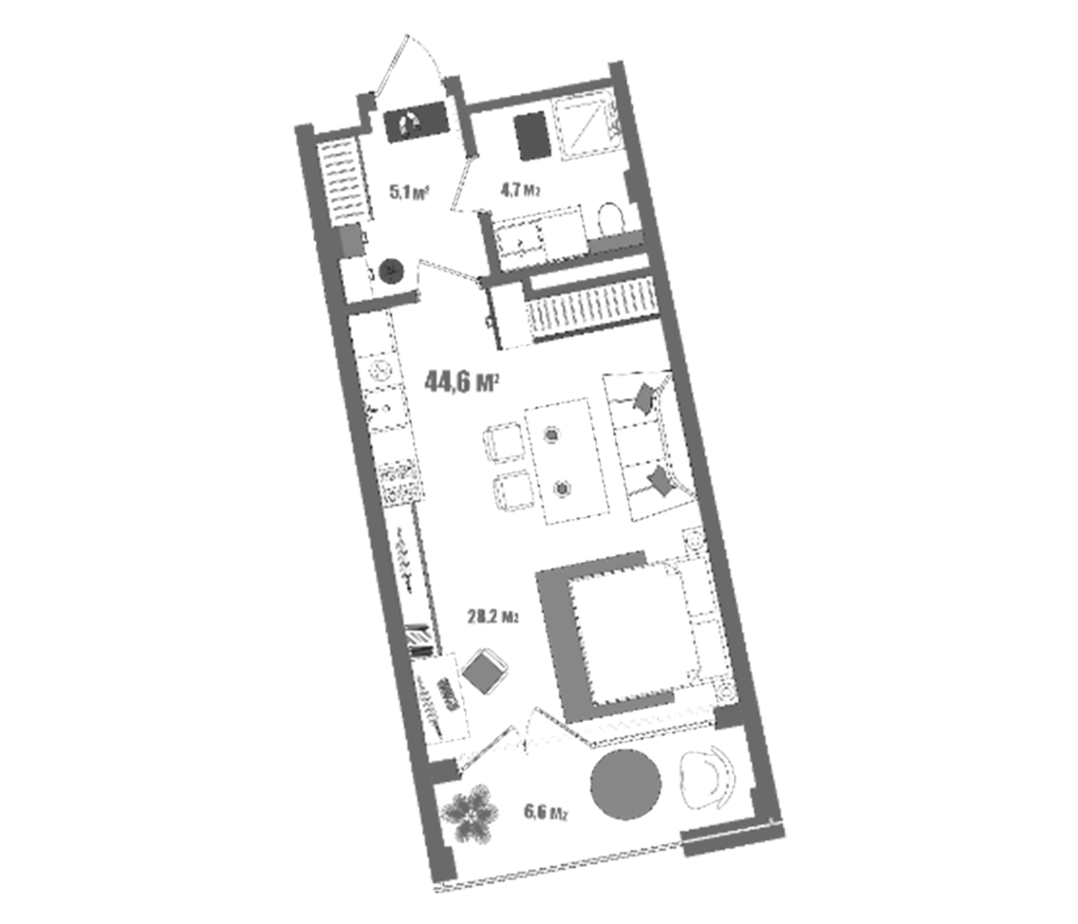 Планировка — Модерн Атлас, Студия, 38 м²