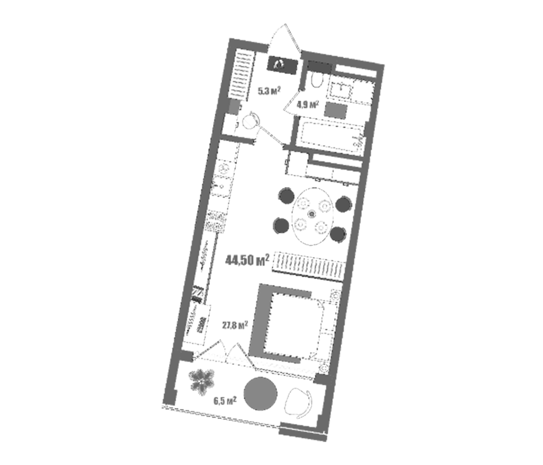 Планировка — Модерн Атлас, Студия, 37 м²
