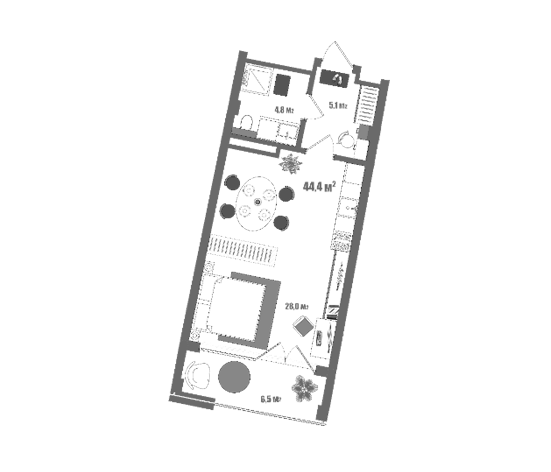Планировка — Модерн Атлас, Студия, 38 м²