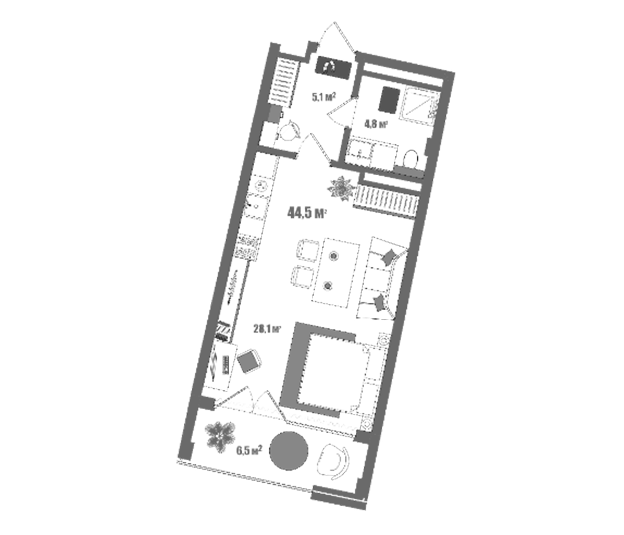 Планировка — Модерн Атлас, Студия, 37 м²