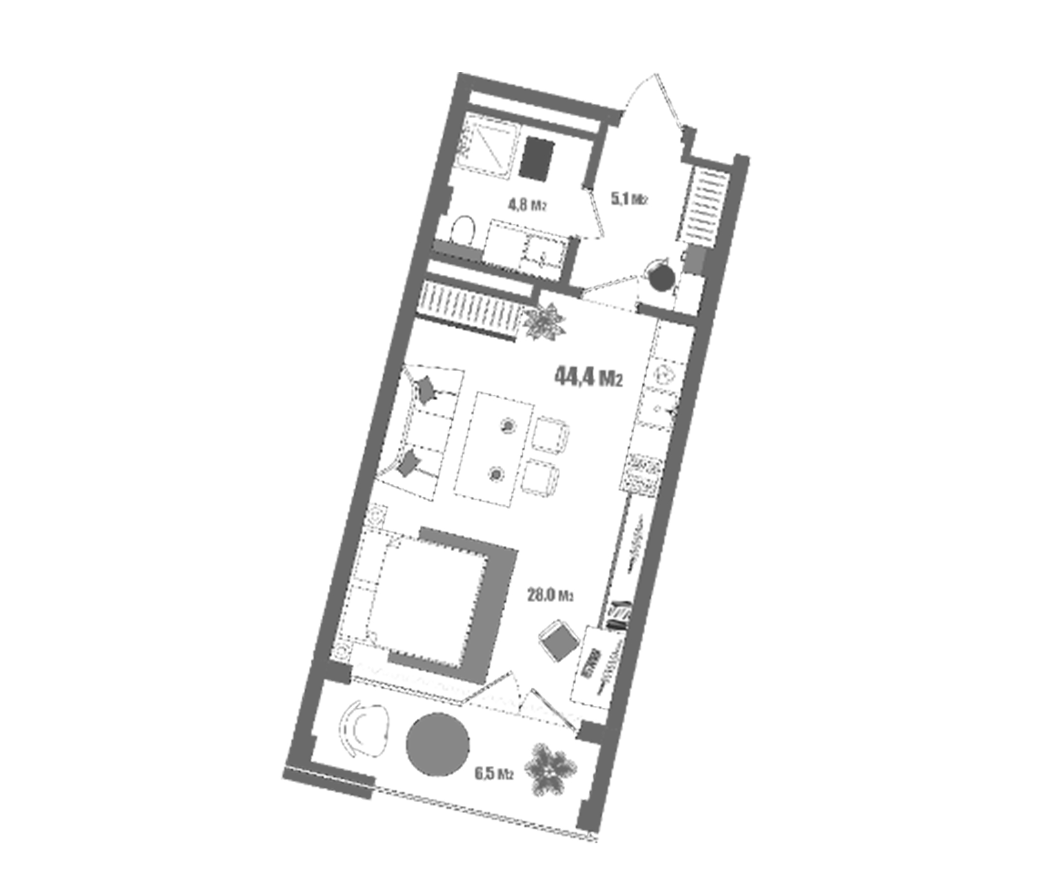 Планировка — Модерн Атлас, Студия, 38 м²