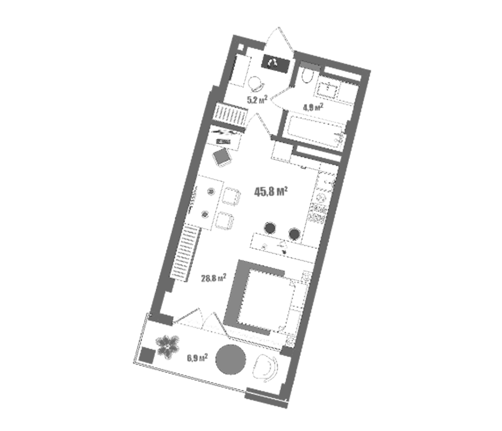 Планировка — Модерн Атлас, Студия, 38 м²