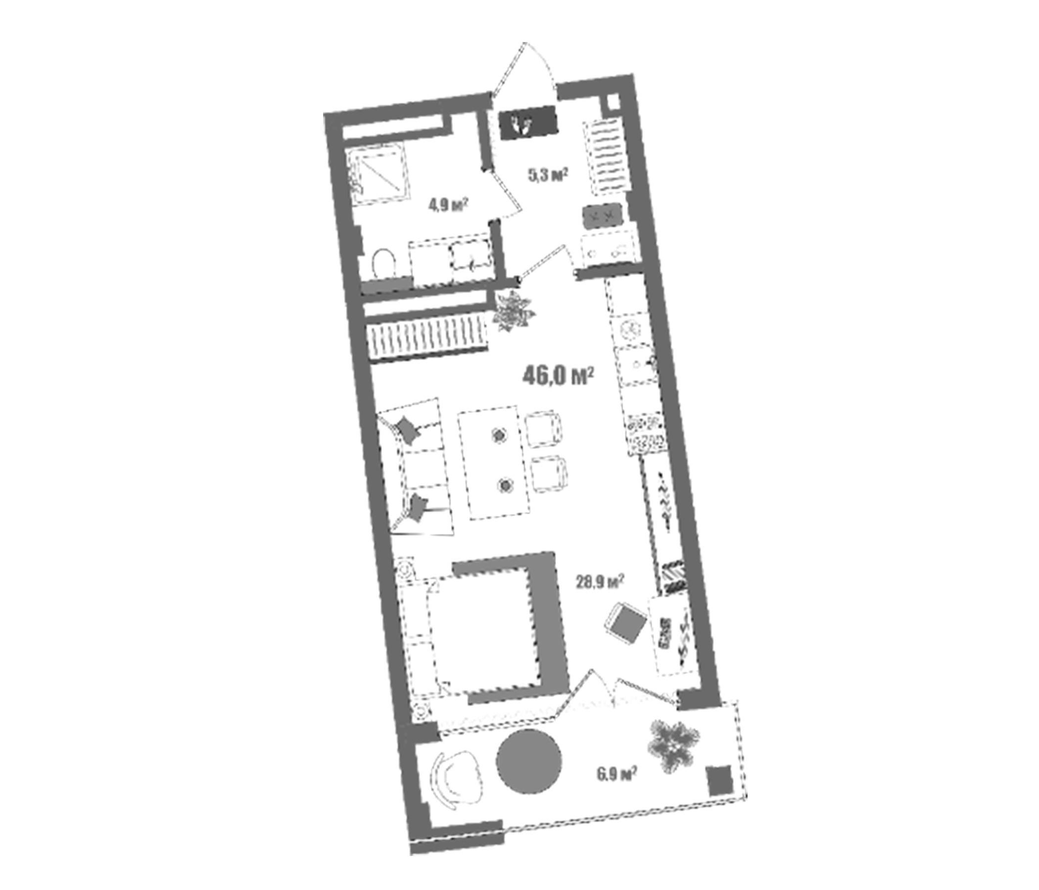 Планировка — Модерн Атлас, Студия, 38 м²