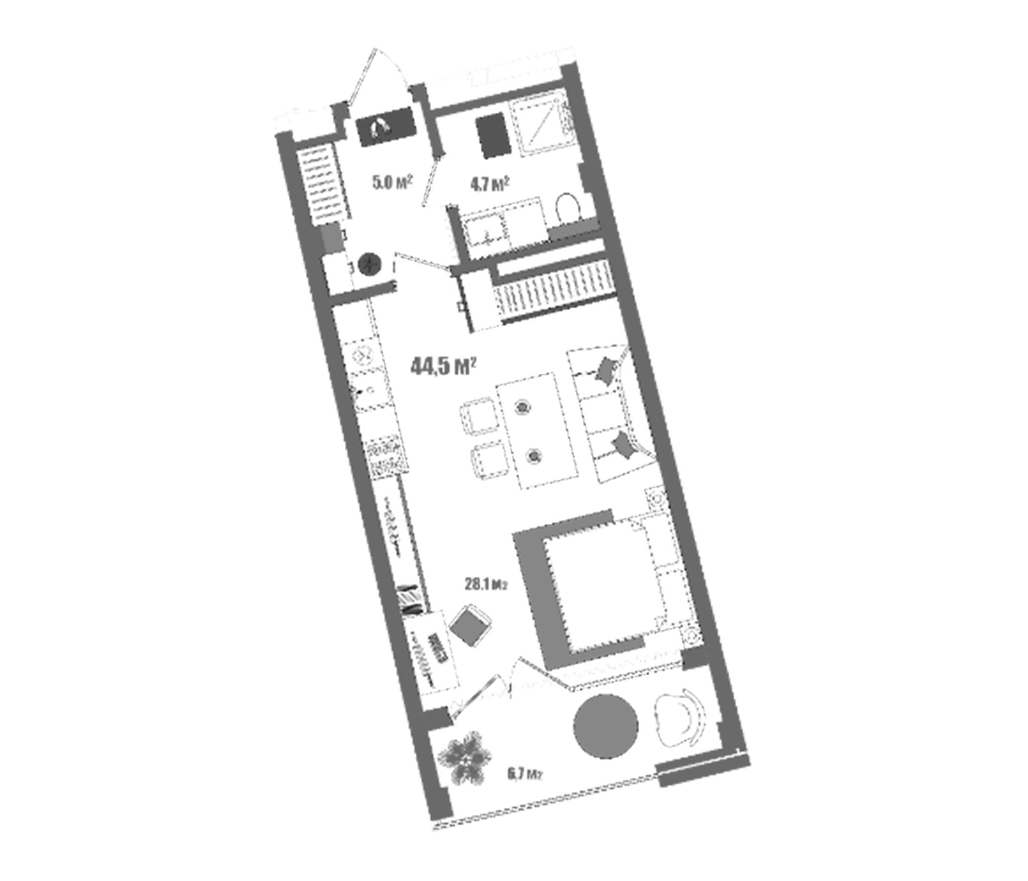 Планировка — Модерн Атлас, Студия, 38 м²