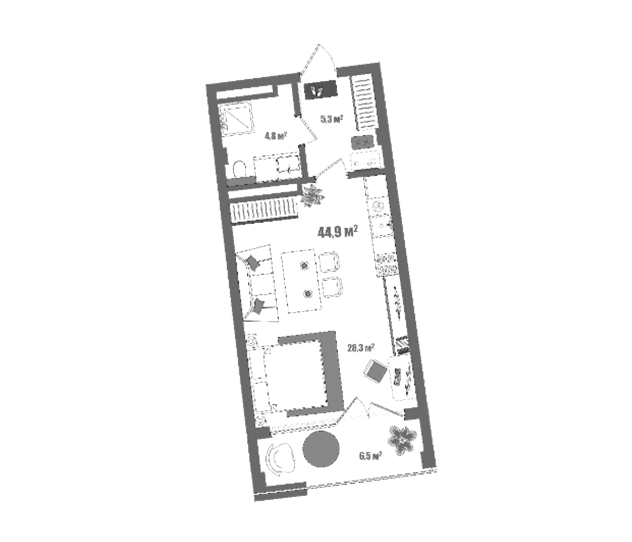 Планировка — Модерн Атлас, Студия, 38 м²
