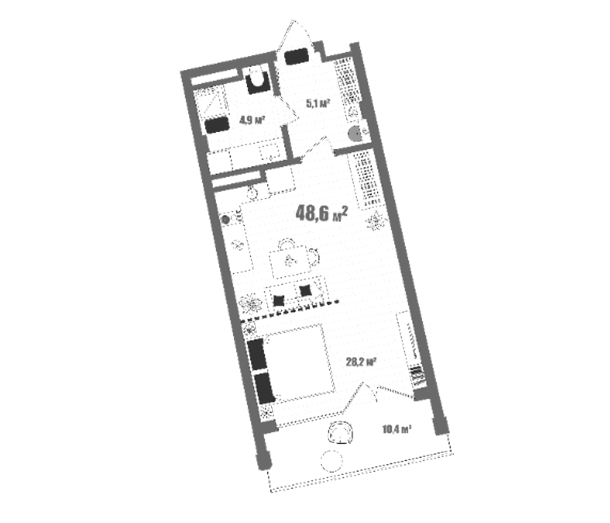 Планировка — Модерн Атлас, Студия, 38 м²