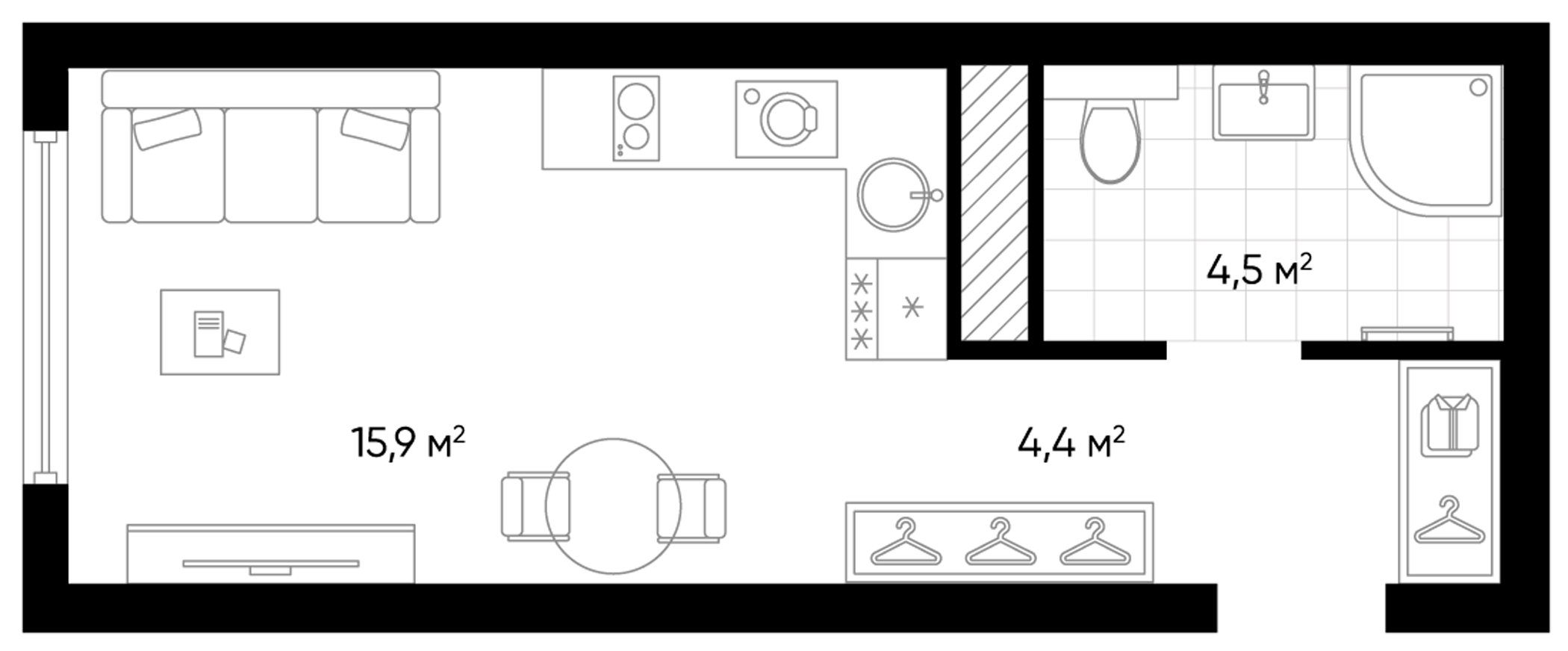 Планировка — Amundsen, Студия, 25 м²
