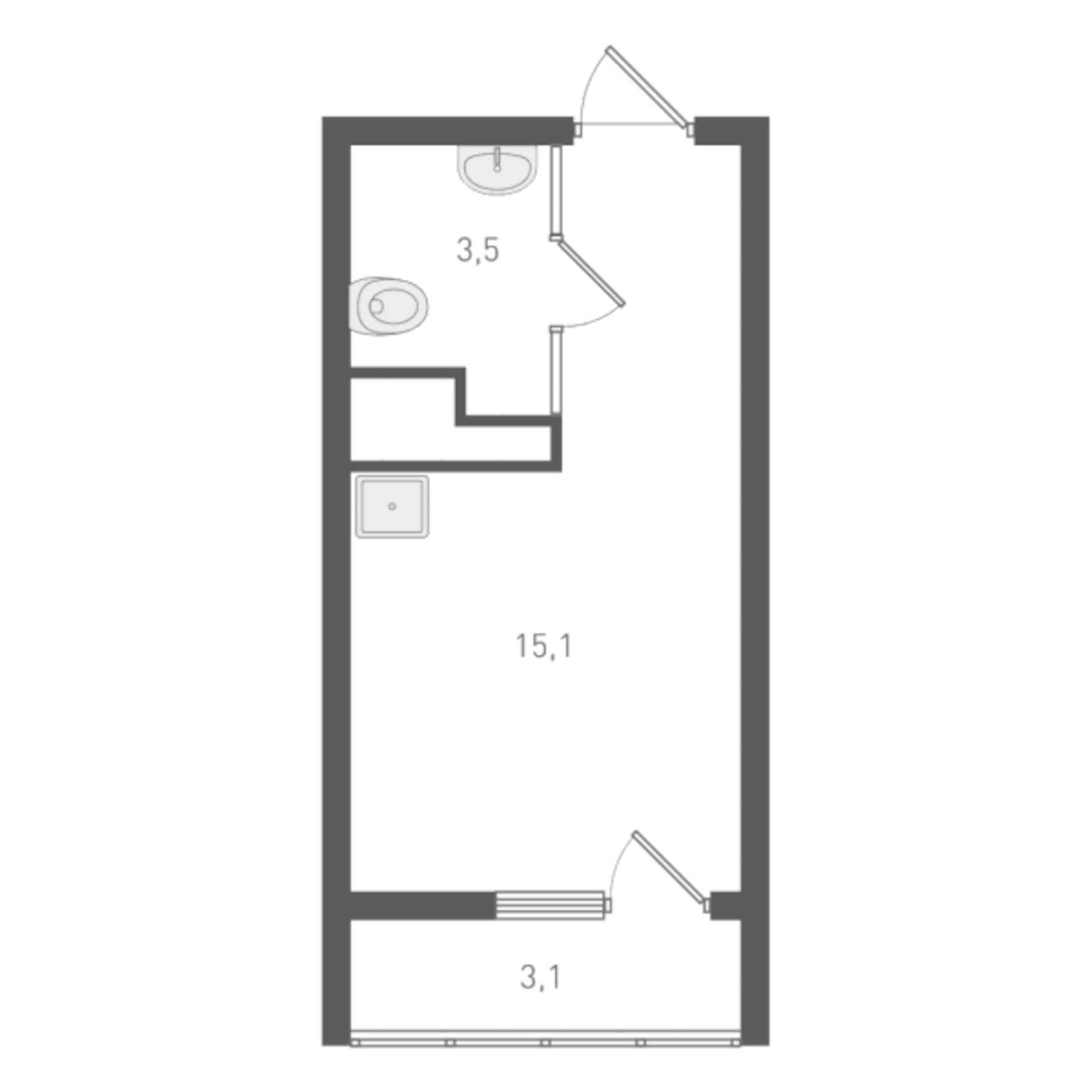 Планировка — Старт, Студия, 18 м²