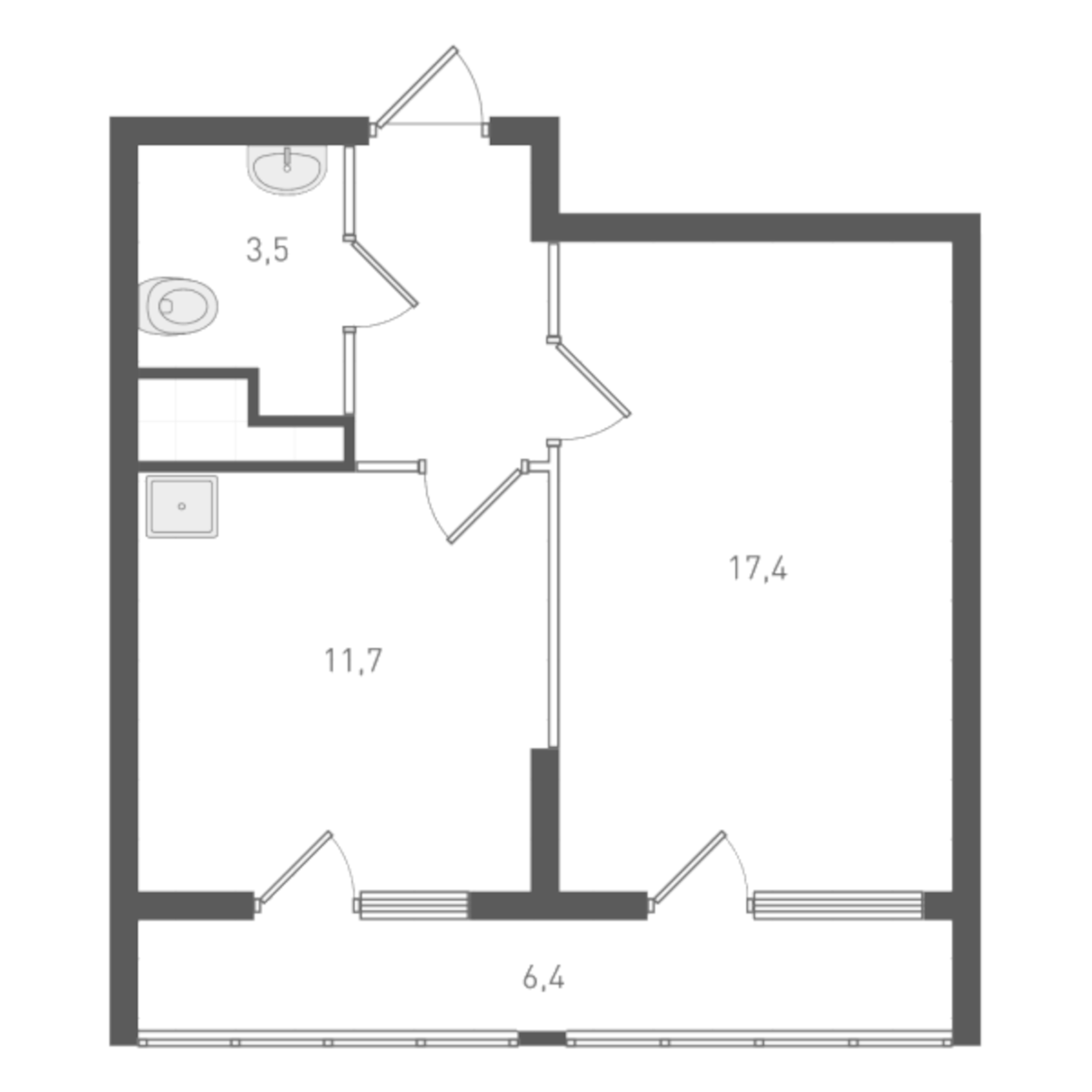 Планировка — Старт, 1-комн., 36 м²
