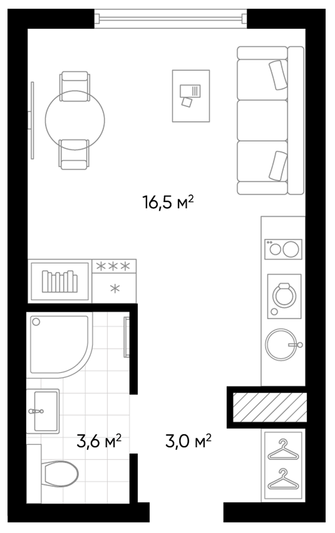 Планировка — Amundsen, Студия, 23 м²