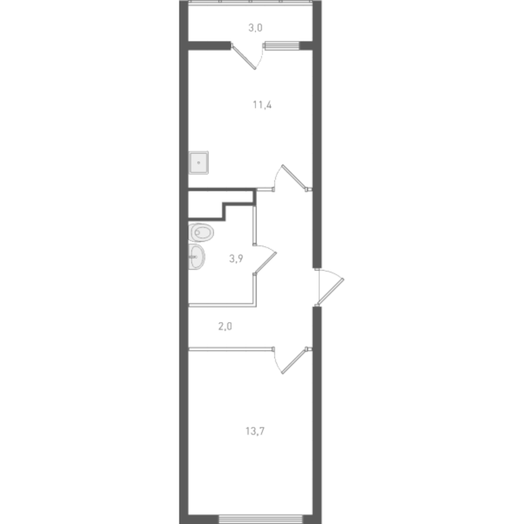 Планировка — Старт, 1-комн., 37 м²