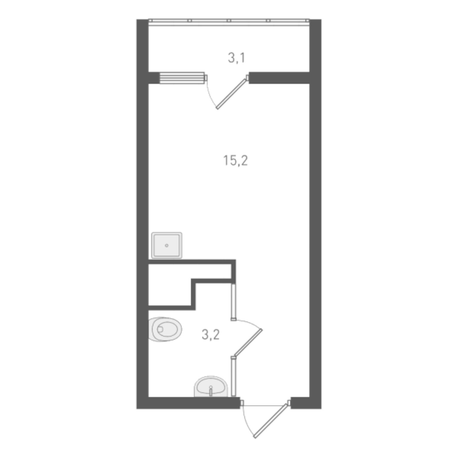Планировка — Старт, Студия, 18 м²