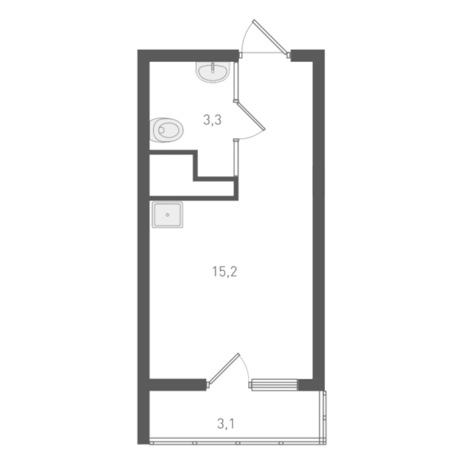 Планировка — Старт, Студия, 18 м²