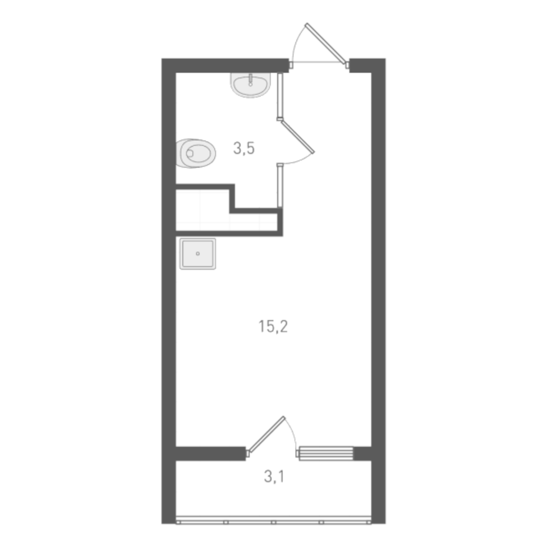 Планировка — Старт, Студия, 18 м²