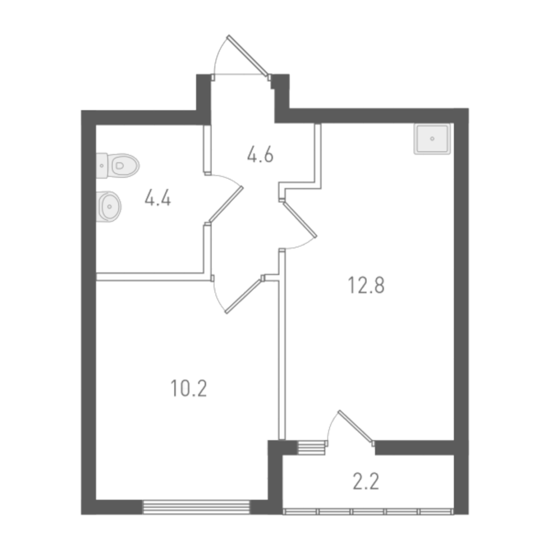 Планировка — ОК: Премиум, 1-комн., 32 м²