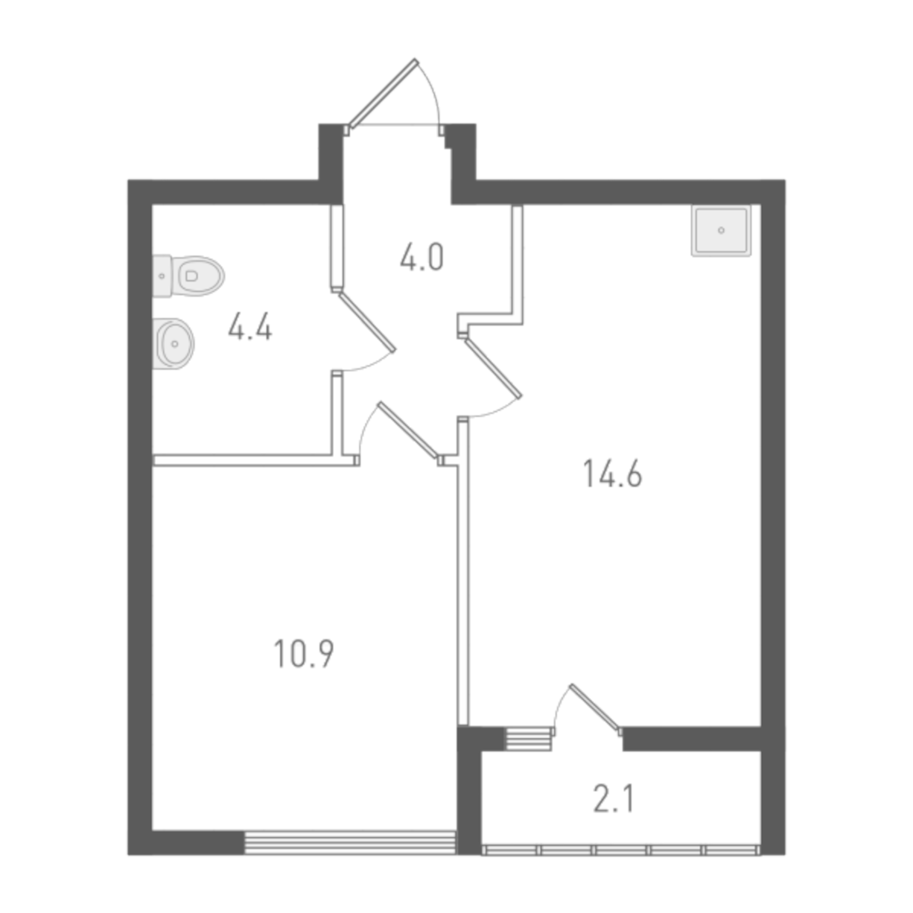 Планировка — ОК: Премиум, 1-комн., 33 м²