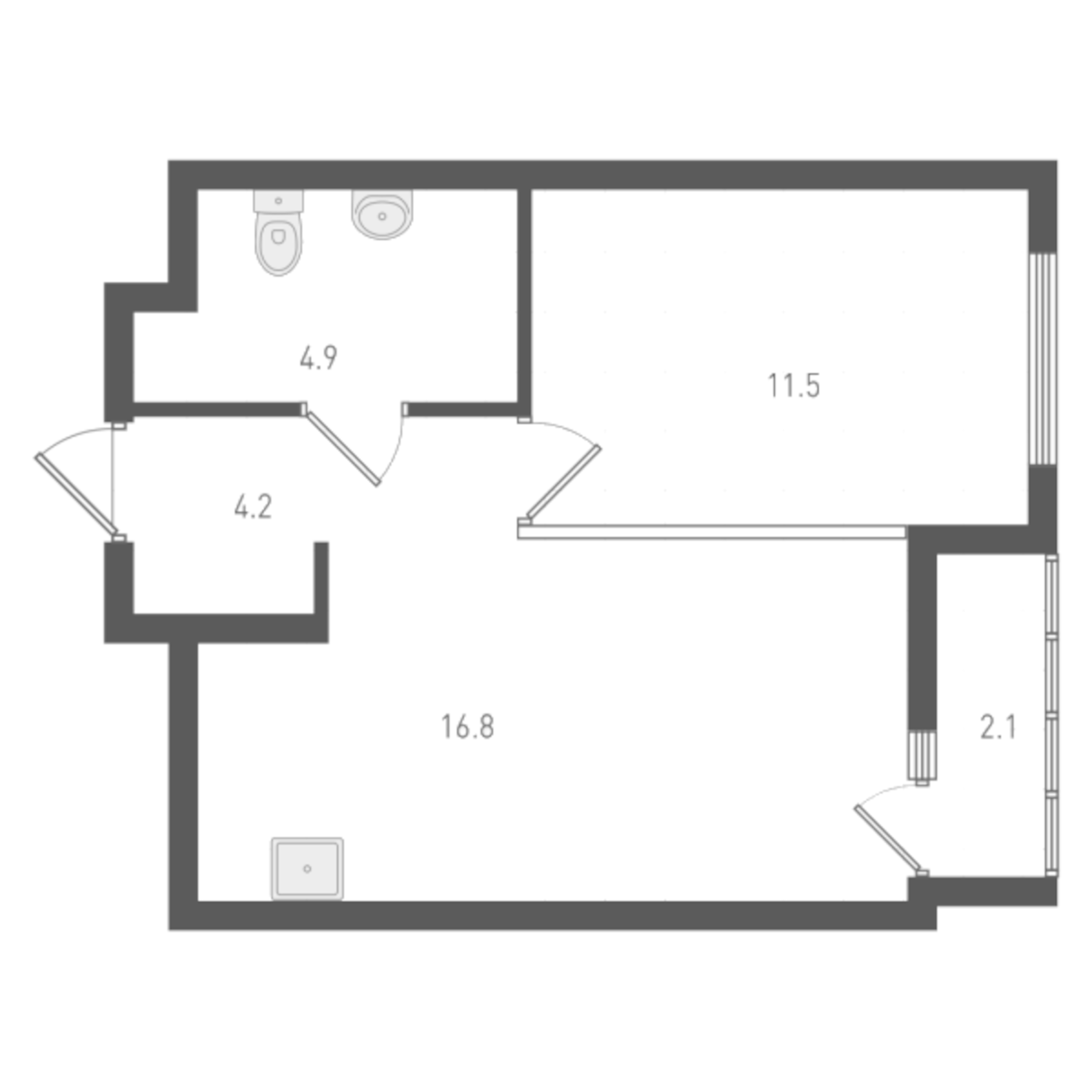 Планировка — ОК: Премиум, 1-комн., 37 м²