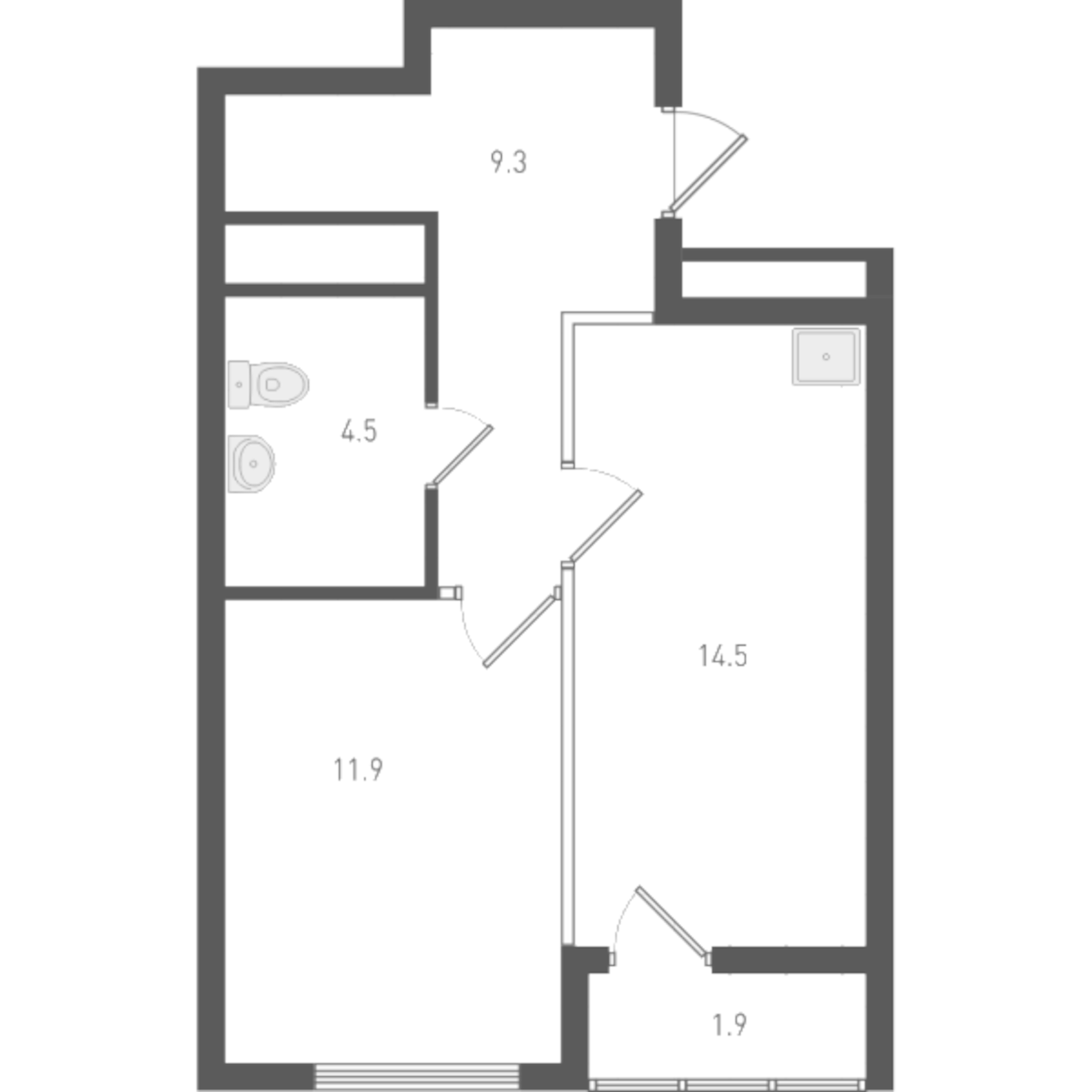 Планировка — ОК: Премиум, 1-комн., 40 м²
