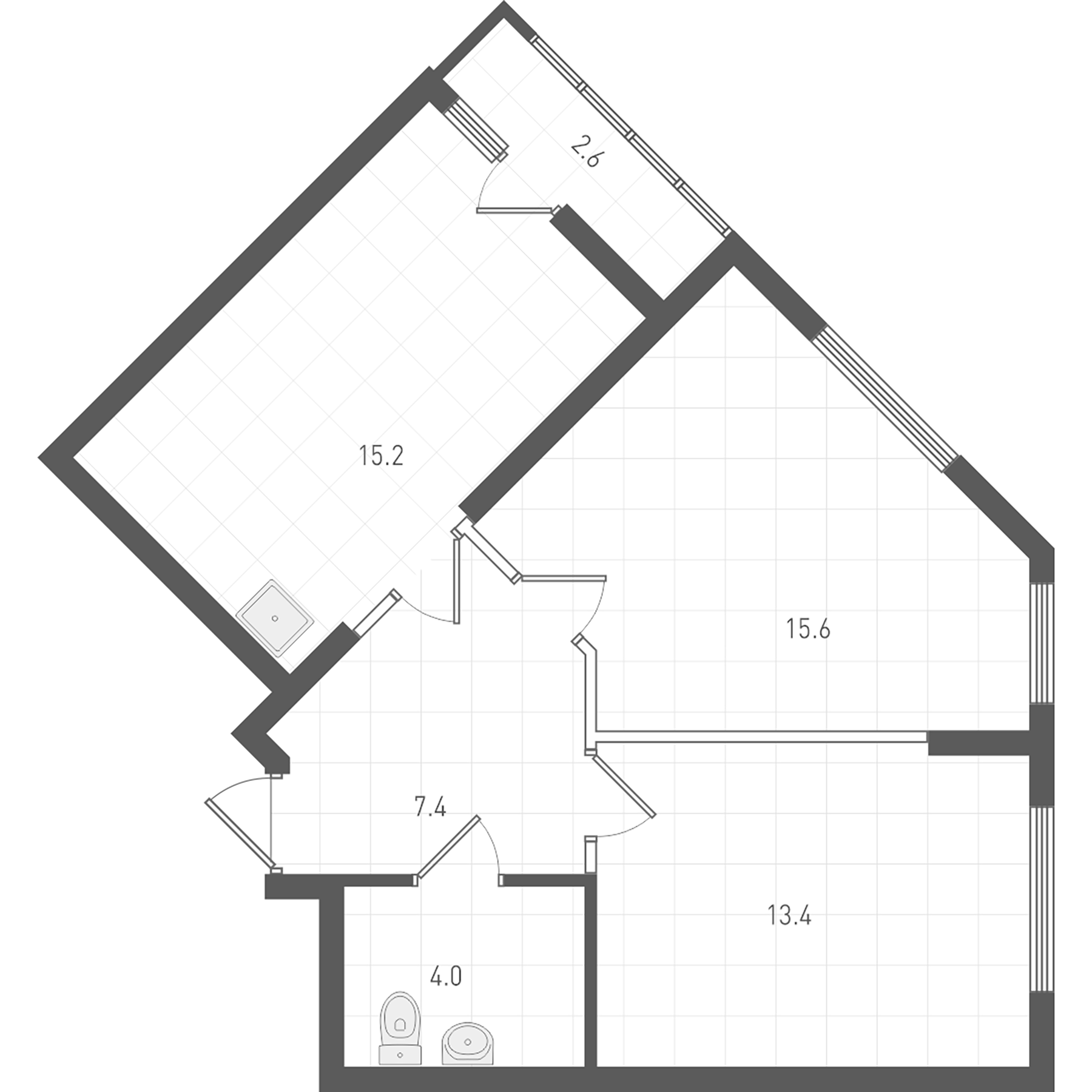 Планировка — ОК: Премиум, 2-комн., 56 м²