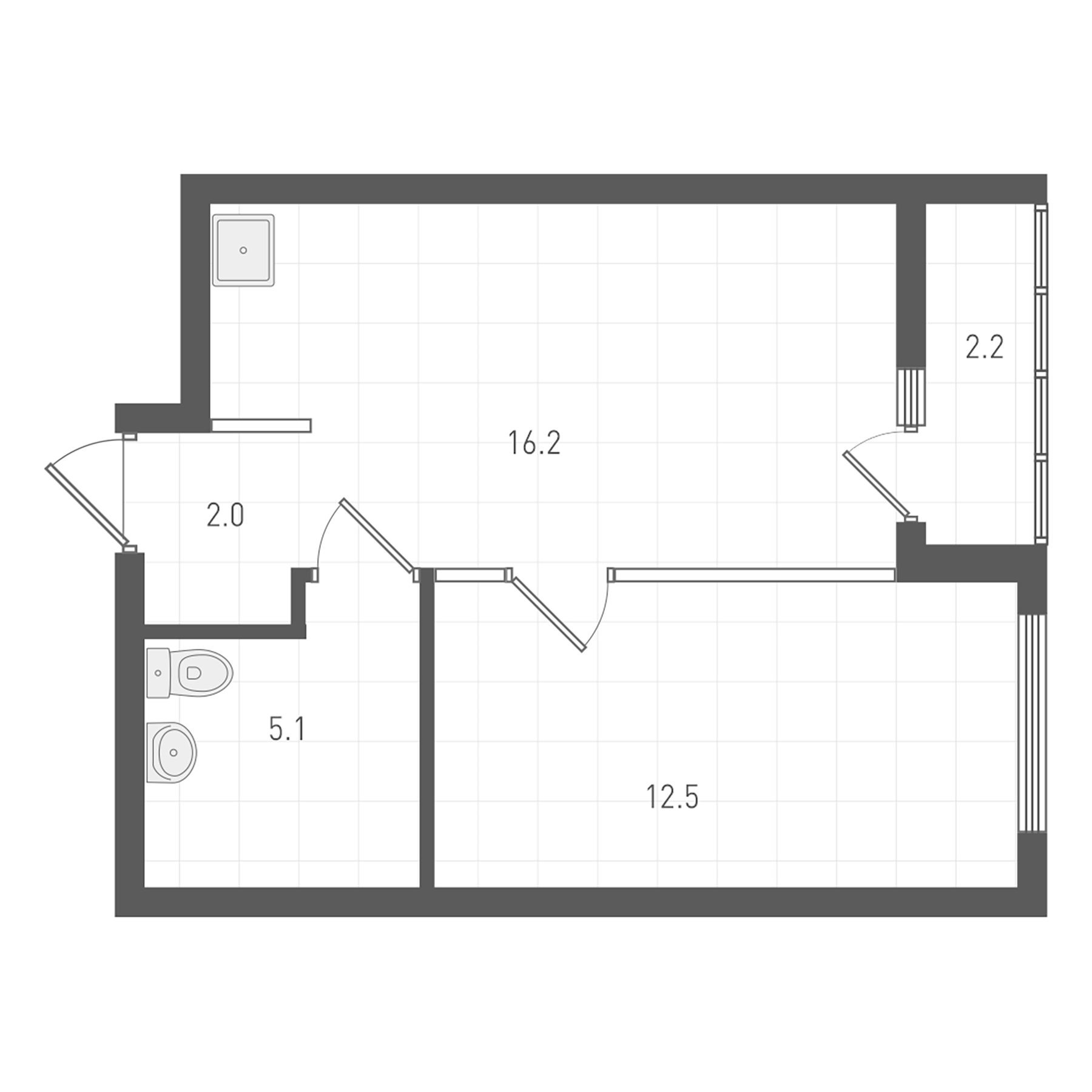 Планировка — ОК: Премиум, 1-комн., 36 м²