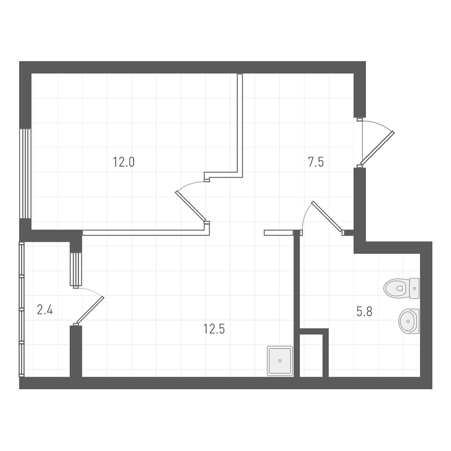 Планировка — ОК: Премиум, 1-комн., 38 м²
