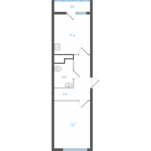 Планировка — Старт, 1-комн., 35 м²