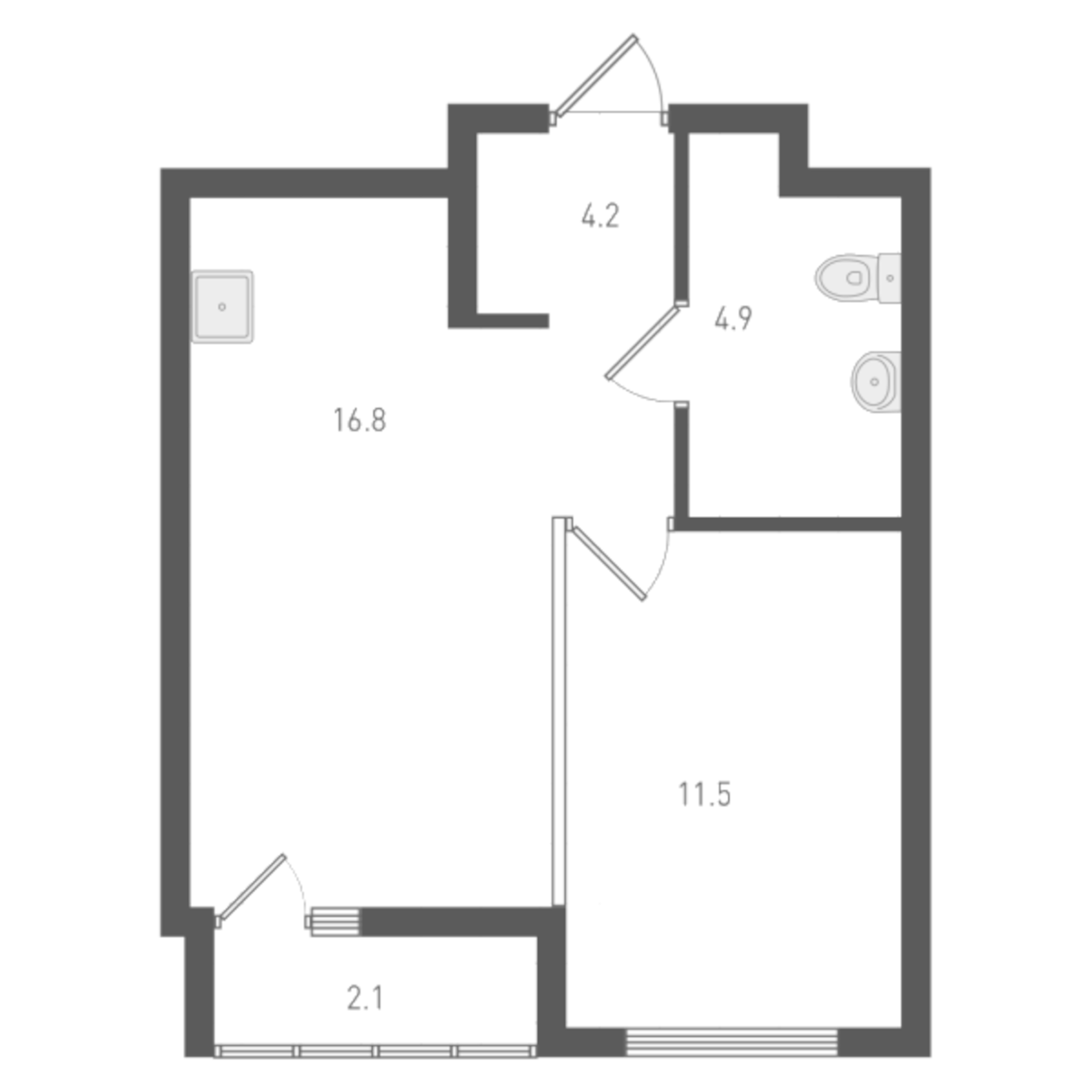 Планировка — ОК: Премиум, 1-комн., 37 м²
