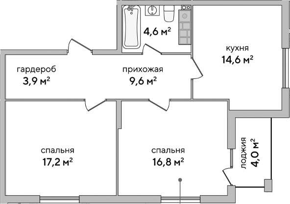Планировка — Italica, 2-комн., 67 м²