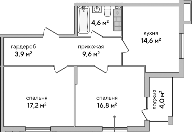Планировка — Italica, 2-комн., 67 м²