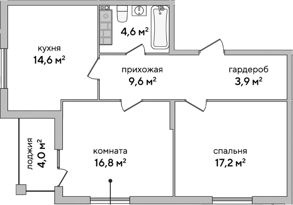 Планировка — Italica, 2-комн., 67 м²