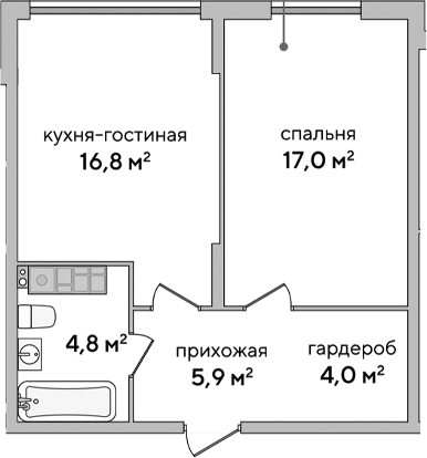 Планировка — Italica, 1-комн., 49 м²