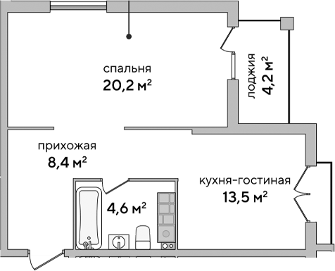 Планировка — Italica, 1-комн., 47 м²