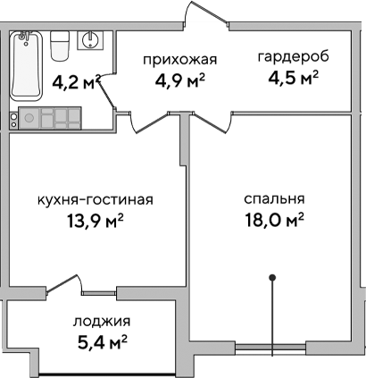 Планировка — Italica, 1-комн., 46 м²