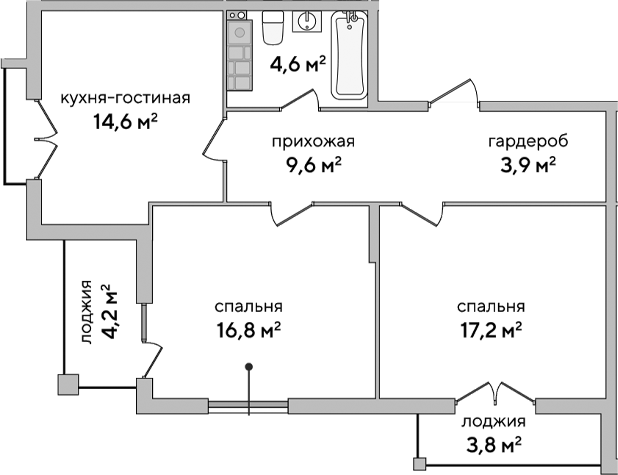 Планировка — Italica, 2-комн., 67 м²