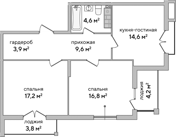 Планировка — Italica, 2-комн., 67 м²