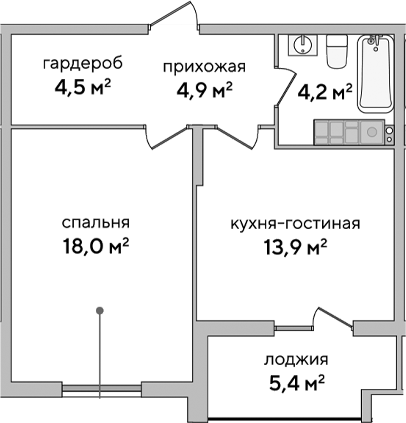Планировка — Italica, 1-комн., 46 м²