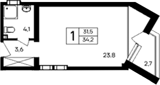 Планировка — Cosmos Smart Evpatoriya Hotel, Студия, 32 м²