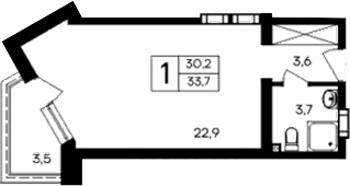 Планировка — Cosmos Smart Evpatoriya Hotel, Студия, 30 м²